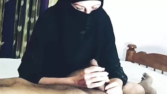 Sexy Hands on Cock Giving Massage of Beautiful Girl In Hijab