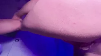 in the shower she puts a big pink cock up her tight ass