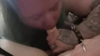 Tattooed Transman Sucks Blonde Goth’s Cock While She Films