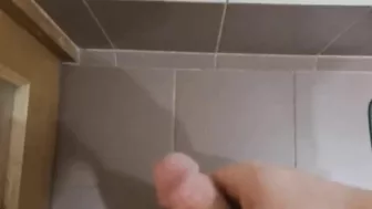 Boy stripping cock reveal and nasty cumshot on the wall ????