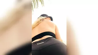 Naughty babe in nature fingering my asshole and cumming with toys