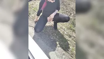 Pissing at the side of the road