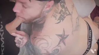 Tatted twink blowjob