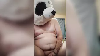 Perverted panda jerks off while I'm at work