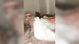 Playing with my thick soapy cock in the shower