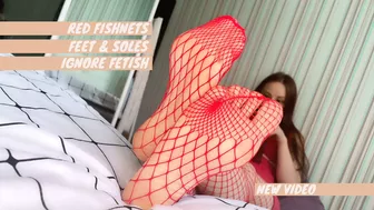 Red fishnets feet and soles ignore