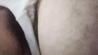 Explore her shining hairy pussy while nobody can see..