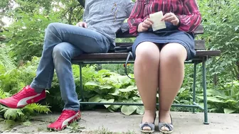 Hot MILF with a gorgeous ass inserts a pad outdoors while I watch