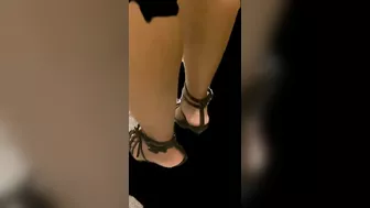 Pakistani wife in black heels and thong