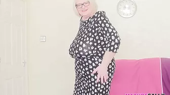 Granny Sally's ample body in very tight dress