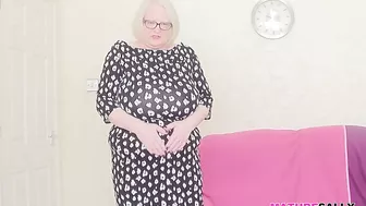 Granny Sally's ample body in very tight dress