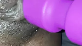 Ebony creamy orgasm with New toy