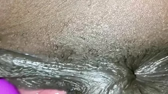 Ebony creamy orgasm with New toy