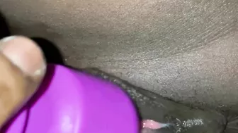 Ebony creamy orgasm with New toy