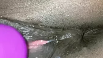 Ebony creamy orgasm with New toy