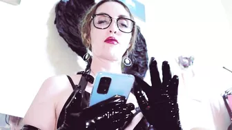 Hot Fetish Vinyl Pvc Mistress Eva Dominatrix Solo Goddess High Heels Milf glasses BDSM