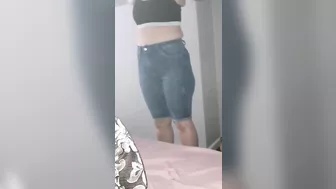 Step mom in jeans get fucked through the hole by step son