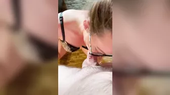 Cum hungry milf gets facefucked for facial