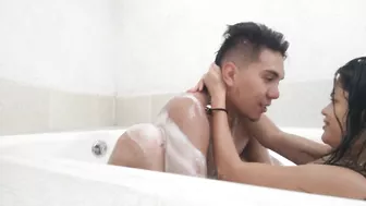 interracial romance fucking with my bbc bull in the jacuzzi tub kissing and riding his cock hard