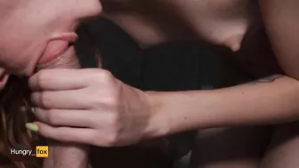 Close up cumshot on tongue - Hungry Fox