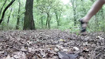 Cute girl pissing in the forest