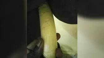 Insert vegetable at her pussy