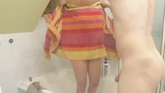 Sexy Couple Takes a Shower After Hot Sex.