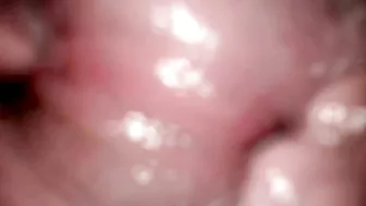 Cumshot filmed from insde the pussy