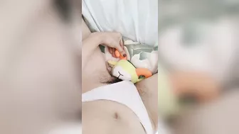 Amateur Mexican thin girl with small tits fucking a pillow and teddy bear