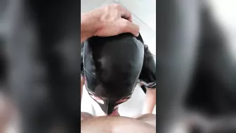 Deepthroat LATEX QUEEN swallows his soul