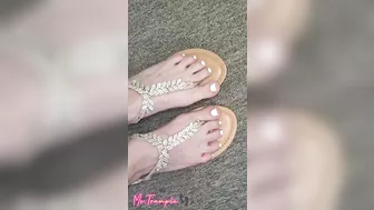 White Toenails in Sandals Femdom Goddess Pretty Feet Foot Fetish