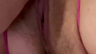 See my Hairy Pussy Spread Wide Open Close Up Solo Porn American Milf in Pink Leggings