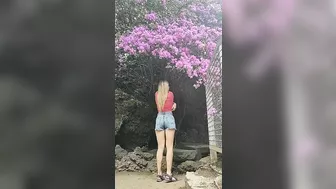 showing breasts in tenerife botanical garden. betting and undressing in public