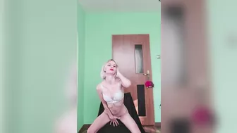 erotic dance of a teenage blonde, striptease of a schoolgirl