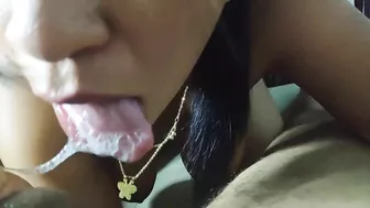 Rico y jugoso sexo oral termina en creampie en su boca ella juega con mi semen