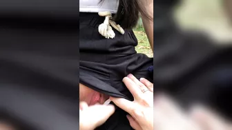 Hot girl has her pussy broken into in the middle of the park