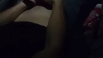 Friend record's us and his huge cock in the car.