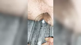 Bottle Glass in his ass