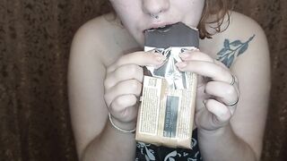 I just eat chocolate to the music for subscribers