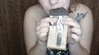 I just eat chocolate to the music for subscribers