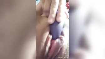 Close up rubbing vibrator on clit until pulsating pussy orgasm