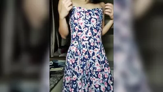 Dancing in my new dress, showing tits and pussy