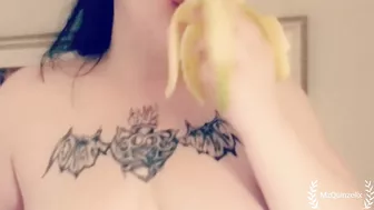 BBW Goth Milf Banana Blowjob