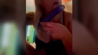 Deep throating my 9 inch dildo