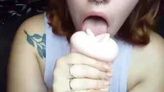 playing with silicone vagina