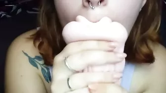 playing with silicone vagina