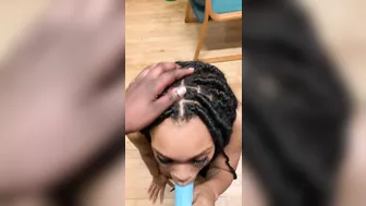 Ebony School Girl Sucks Mommy's Strap On After Class and Gags [ASMR]