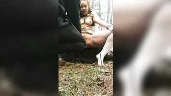 Stranger helps me squirt in the woods