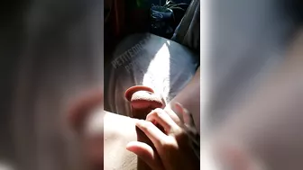 While taking sunbath she is masturbating with her toy - Petite Dream