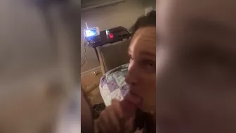 Wife sucks off Husbands cock and takes load in mouth